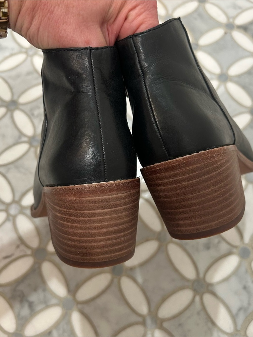 Madewell Western The Charley Boot in Leather Black Almond Toe Zip Up Booties 7.5 - Picture 8 of 14